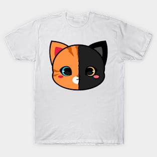 Cute Chimera Ginger and Black Cat T-Shirt